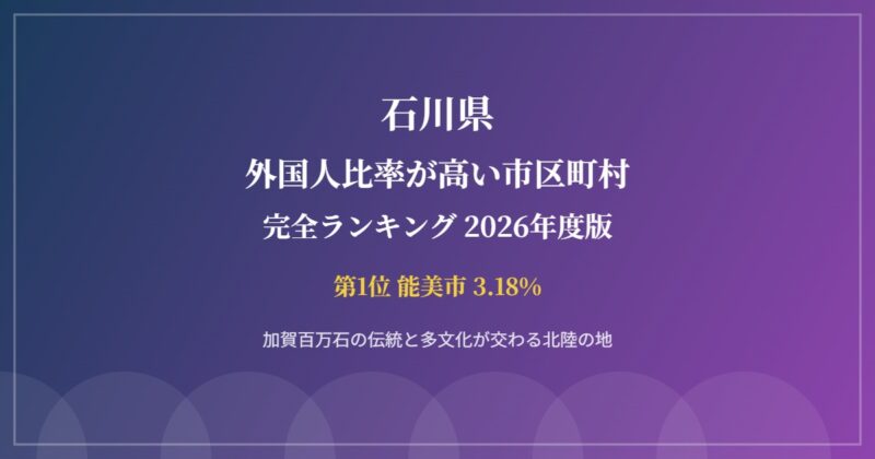 石川県 外国人比率が高い市区町村ランキング