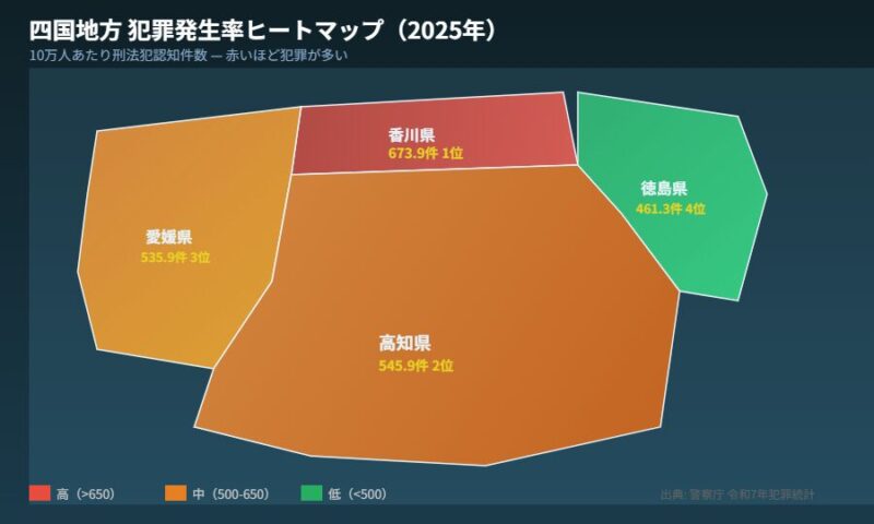 四国地方犯罪発生率マップ