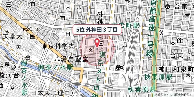 千代田区外神田3丁目の位置を示す地図