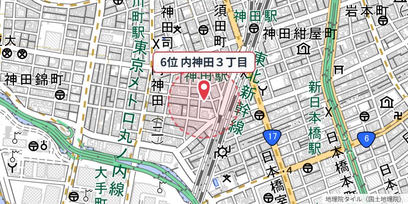 千代田区内神田3丁目の位置を示す地図