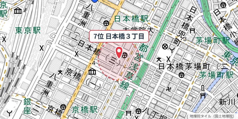 中央区日本橋3丁目の位置を示す地図